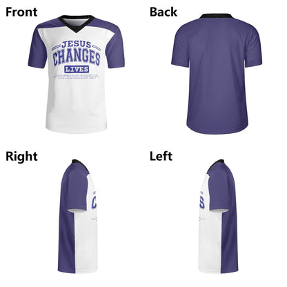 Changes Lives Mens Christian Football Rugby Jersey - ClaimedbyGodDesigns