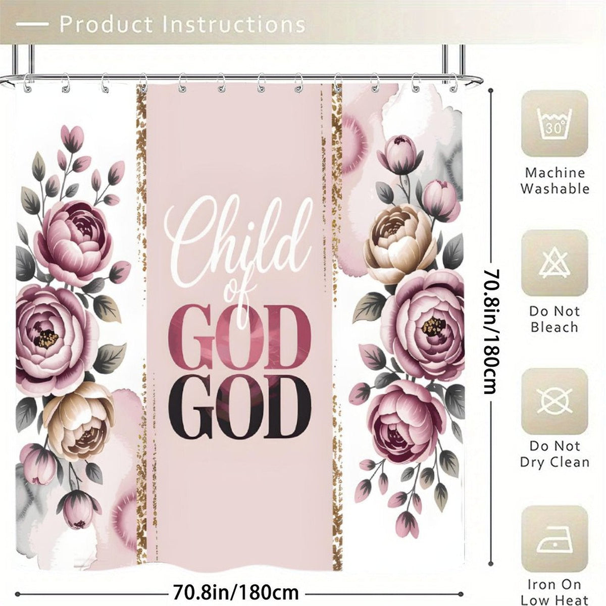 Child Of God Christian Waterproof Shower Curtain - ClaimedbyGodDesigns