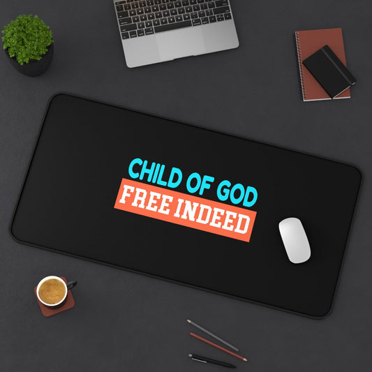Child Of God Free Indeed Christian Computer Keyboard Mouse Desk Mat - ClaimedbyGodDesigns