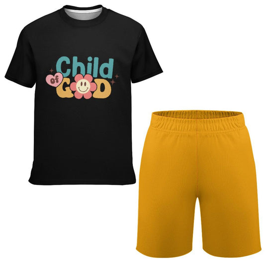 Child Of God Girl Youth Christian Summer Casual Outfit Shorts Set - ClaimedbyGodDesigns