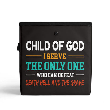 Child Of God I Serve The Only One Who Can Defeat Death Hell & The Grave Hanging Storage Trash Car Organizer Bag Christian Car Accessories - ClaimedbyGodDesigns