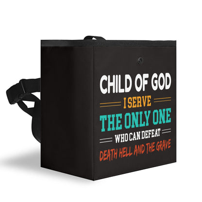 Child Of God I Serve The Only One Who Can Defeat Death Hell & The Grave Hanging Storage Trash Car Organizer Bag Christian Car Accessories - ClaimedbyGodDesigns