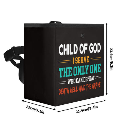 Child Of God I Serve The Only One Who Can Defeat Death Hell & The Grave Hanging Storage Trash Car Organizer Bag Christian Car Accessories - ClaimedbyGodDesigns