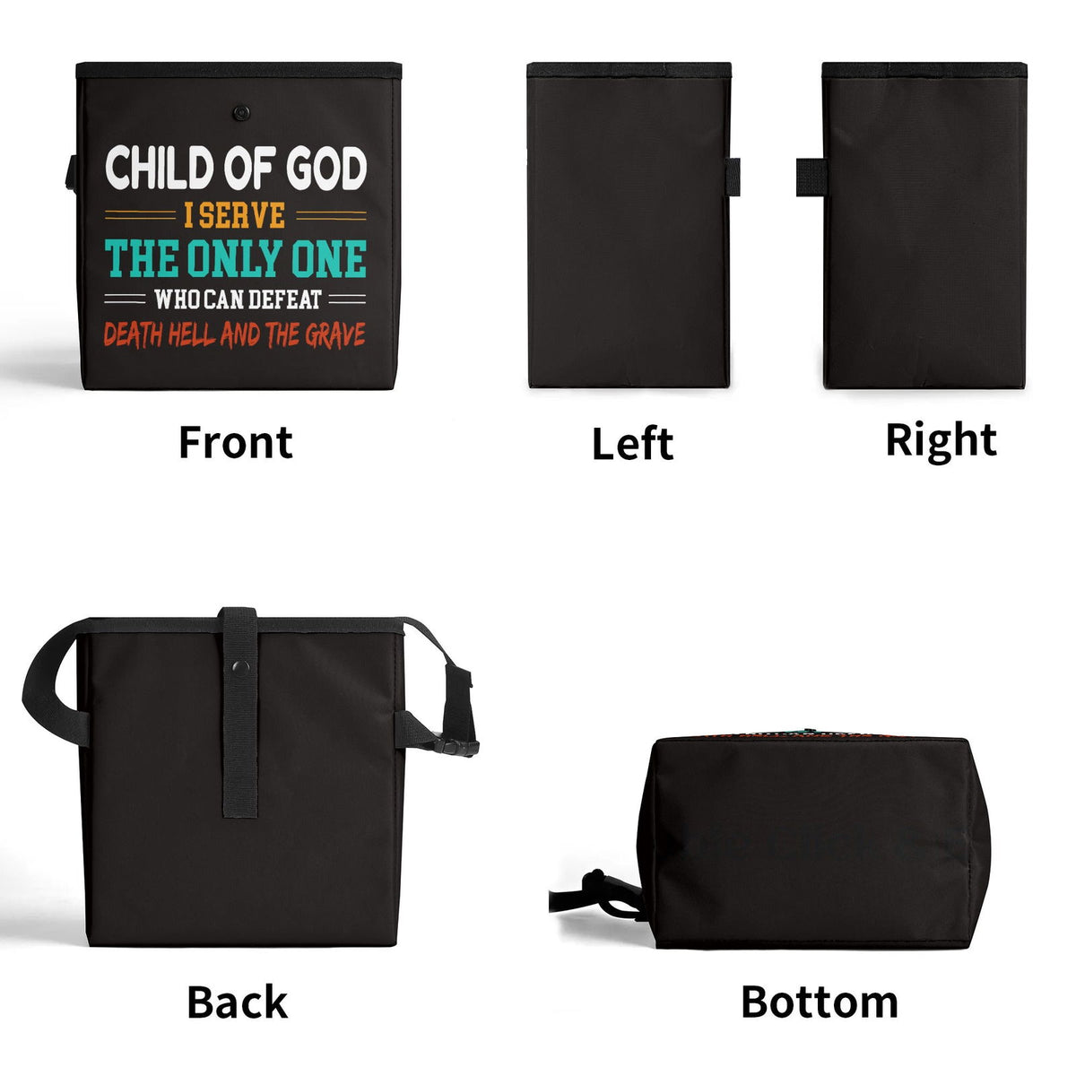 Child Of God I Serve The Only One Who Can Defeat Death Hell & The Grave Hanging Storage Trash Car Organizer Bag Christian Car Accessories - ClaimedbyGodDesigns