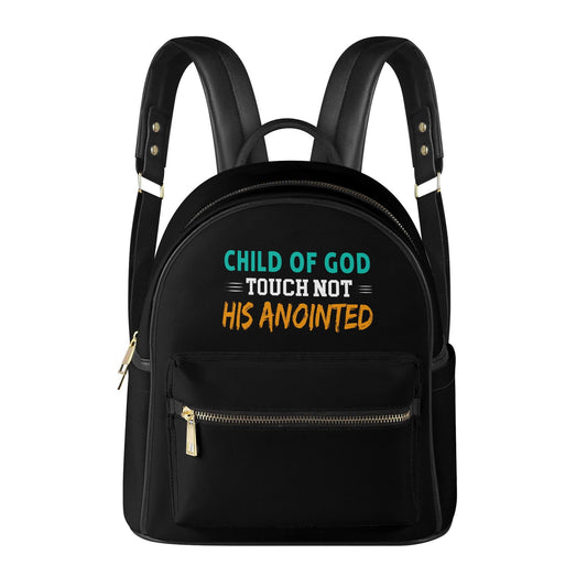 Child Of God Touch Not His Anointed Christian Casual PU Leather Backpack - ClaimedbyGodDesigns