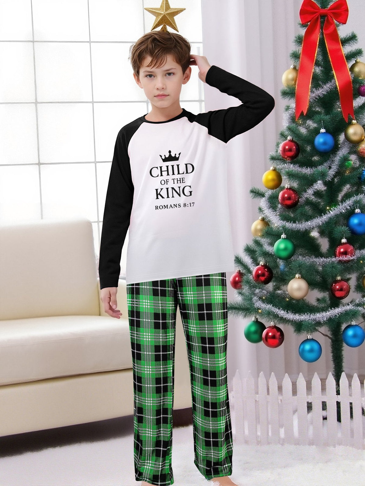 Child Of The King Youth Christian Plaid Pajamas - ClaimedbyGodDesigns