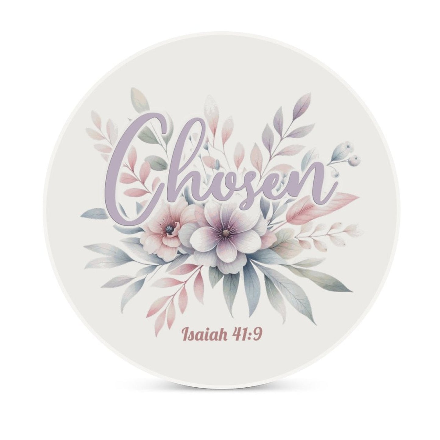 Chosen Christian Round Ceramic Coaster - ClaimedbyGodDesigns