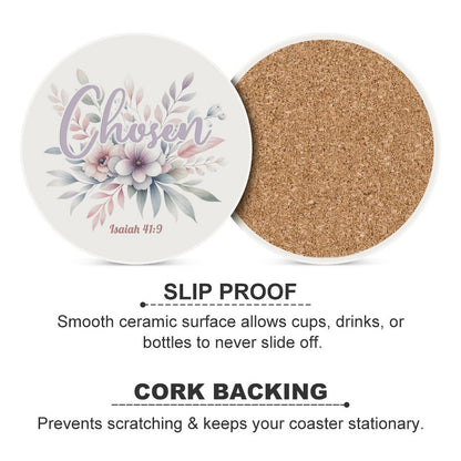 Chosen Christian Round Ceramic Coaster - ClaimedbyGodDesigns