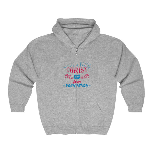Christ Is My Firm Foundation Unisex Heavy Blend Full Zip Hooded Sweatshirt - ClaimedbyGodDesigns