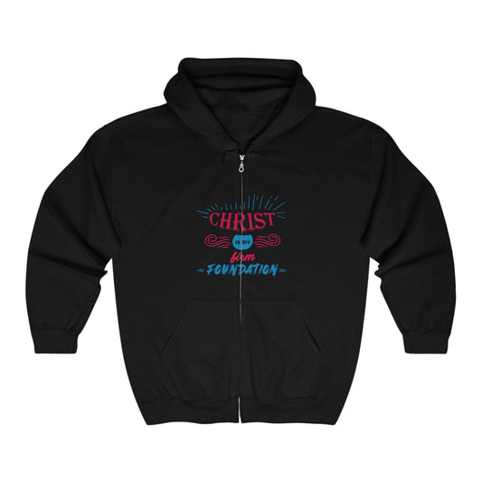 Christ Is My Firm Foundation Unisex Heavy Blend Full Zip Hooded Sweatshirt - ClaimedbyGodDesigns
