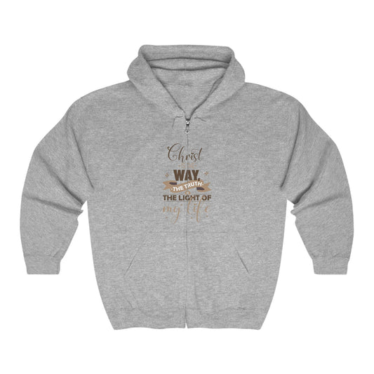Christ Is The Way, The Truth & The Light Of My Life  Unisex Heavy Blend Full Zip Hooded Sweatshirt - ClaimedbyGodDesigns