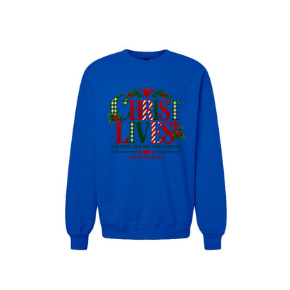 Christ Lives Unisex Christian Christmas Pullover Sweatshirt - ClaimedbyGodDesigns