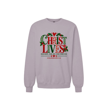 Christ Lives Unisex Christian Christmas Pullover Sweatshirt - ClaimedbyGodDesigns
