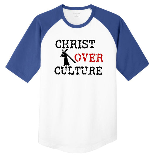 Christ Over Culture Youth Christian Colorblock Raglan Jersey - ClaimedbyGodDesigns