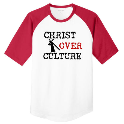 Christ Over Culture Youth Christian Colorblock Raglan Jersey - ClaimedbyGodDesigns
