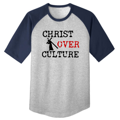 Christ Over Culture Youth Christian Colorblock Raglan Jersey - ClaimedbyGodDesigns