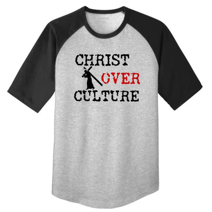 Christ Over Culture Youth Christian Colorblock Raglan Jersey - ClaimedbyGodDesigns
