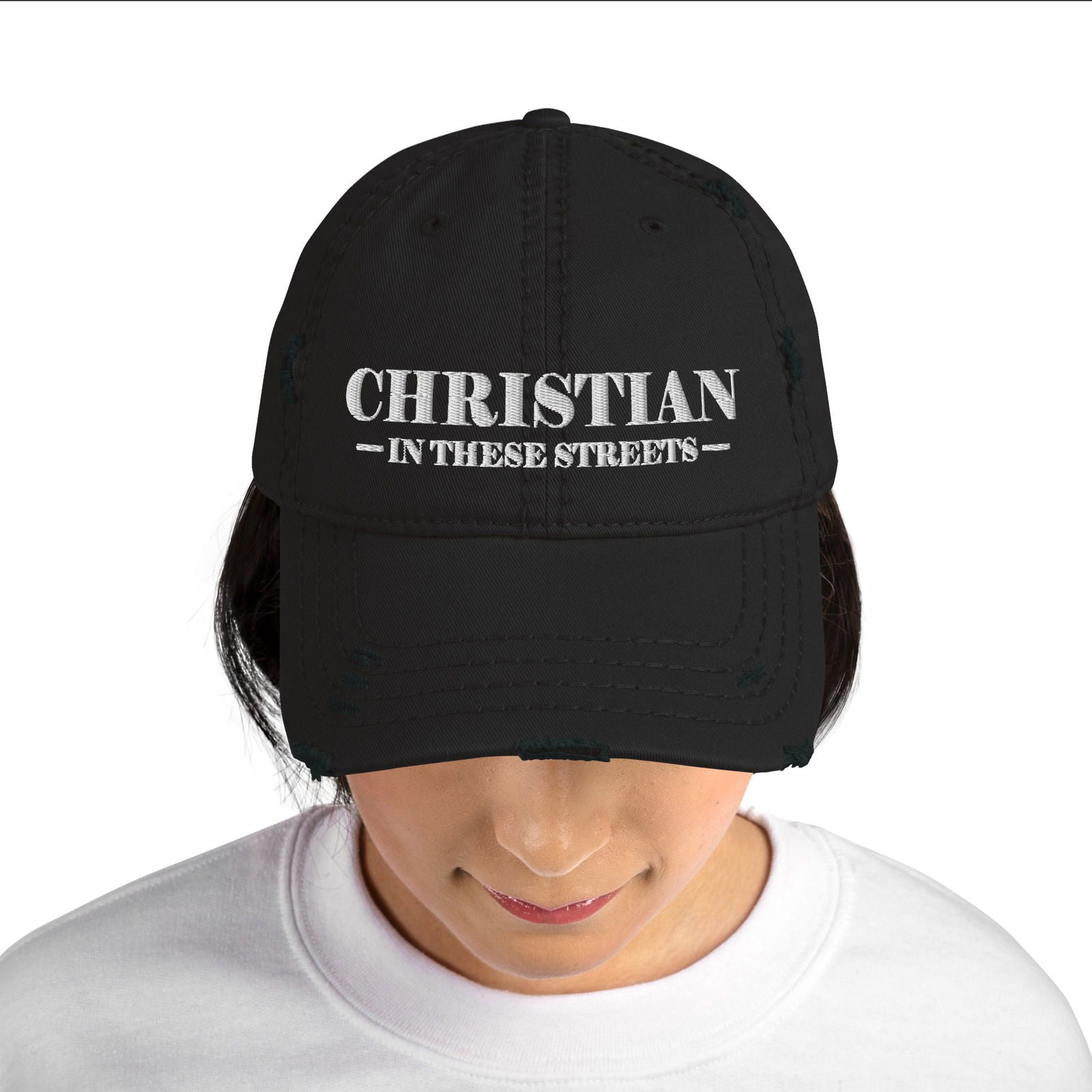 Christian In These Streets Distressed Dad Hat - ClaimedbyGodDesigns
