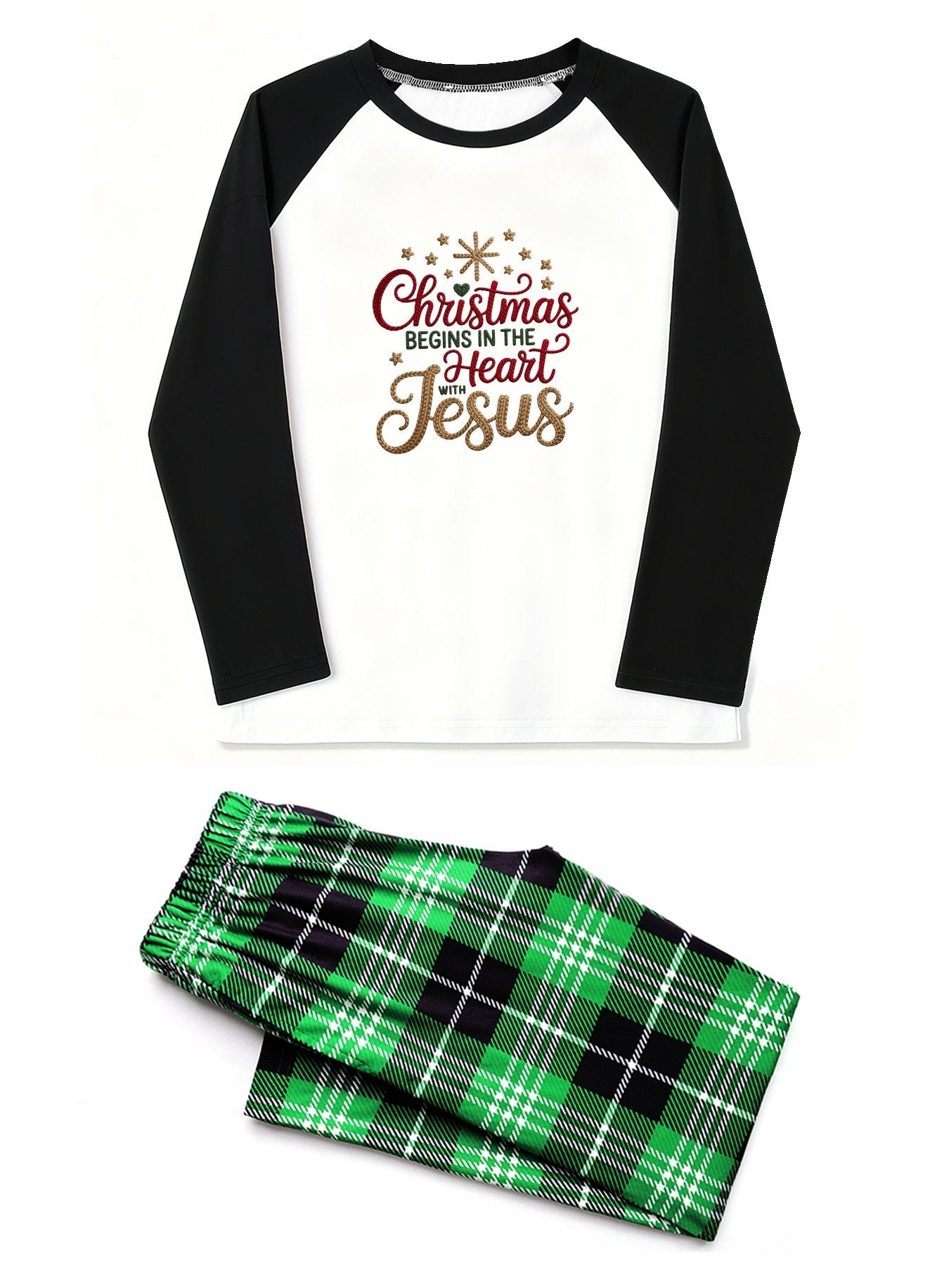 Christmas Begins In The Heart Unisex Adult Christian Plaid Pajamas - ClaimedbyGodDesigns