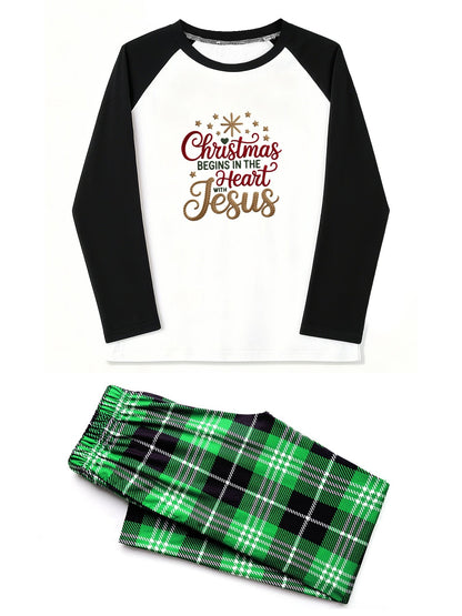 Christmas Begins In The Heart Unisex Adult Christian Plaid Pajamas - ClaimedbyGodDesigns