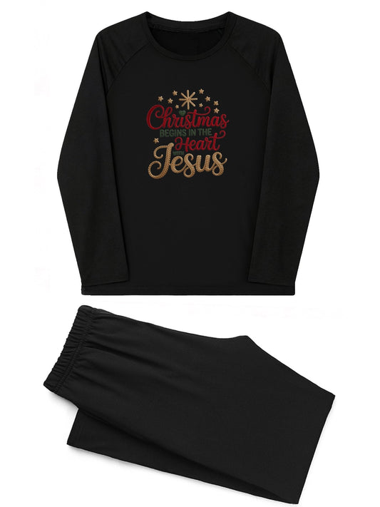 Christmas Begins In The Heart Unisex Adult Christian Plaid Pajamas - ClaimedbyGodDesigns