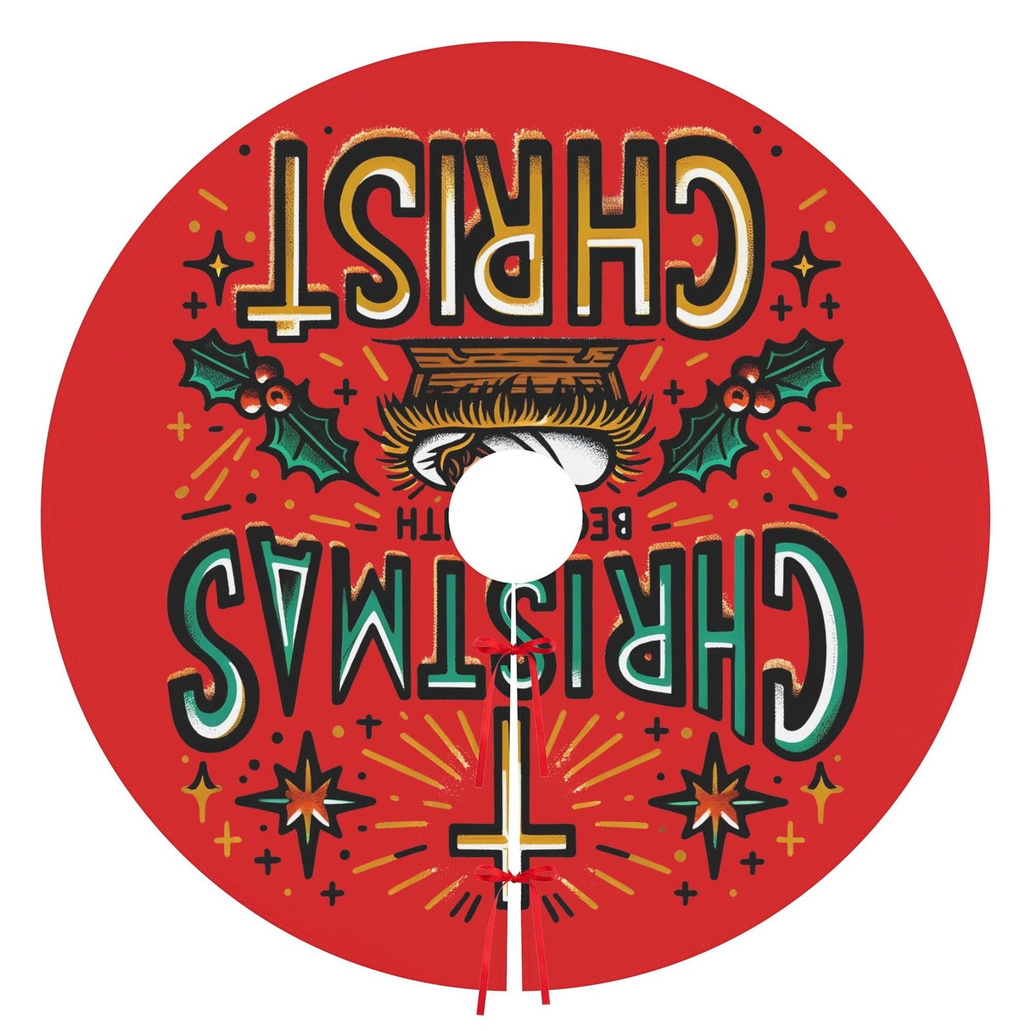 Christmas Begins With Christ Christian Christmas Tree Skirt - ClaimedbyGodDesigns