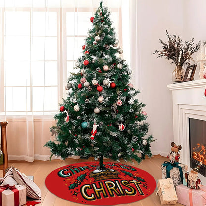 Christmas Begins With Christ Christian Christmas Tree Skirt - ClaimedbyGodDesigns