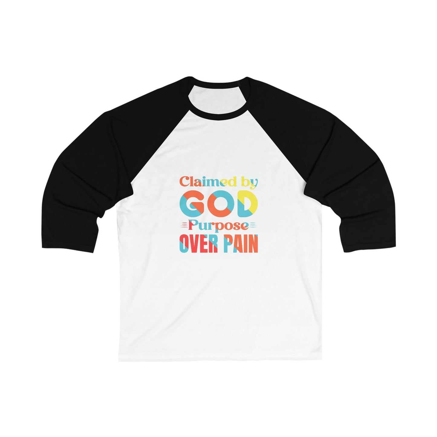 Claimed By God Purpose Over Pain  Christian Unisex 3\4 Sleeve Baseball Tee - ClaimedbyGodDesigns