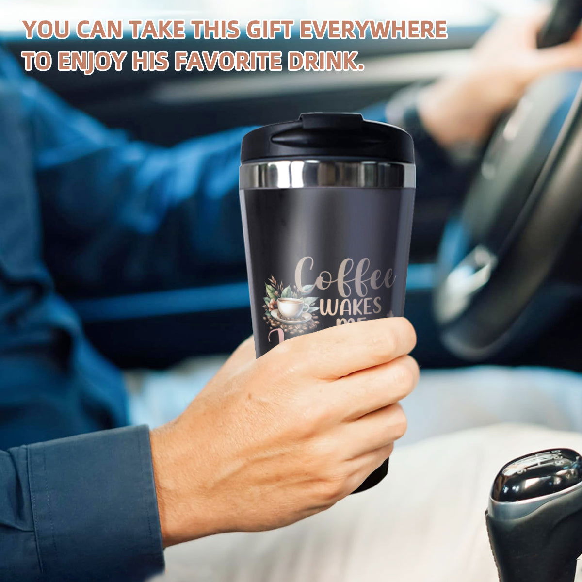 Coffee Wakes Me He Sustains Me Christian Stainless Steel Coffee Tumbler 15oz - ClaimedbyGodDesigns