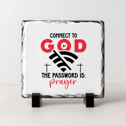 Connect To God The Password Is Prayer Keepsake Slate & Candle Christian Gift Set - ClaimedbyGodDesigns