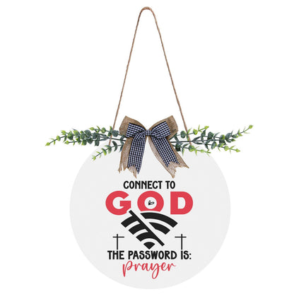 Connect To Him Round Acrylic Hanging Welcome Sign Front for Door Decoration Wall Sign - ClaimedbyGodDesigns