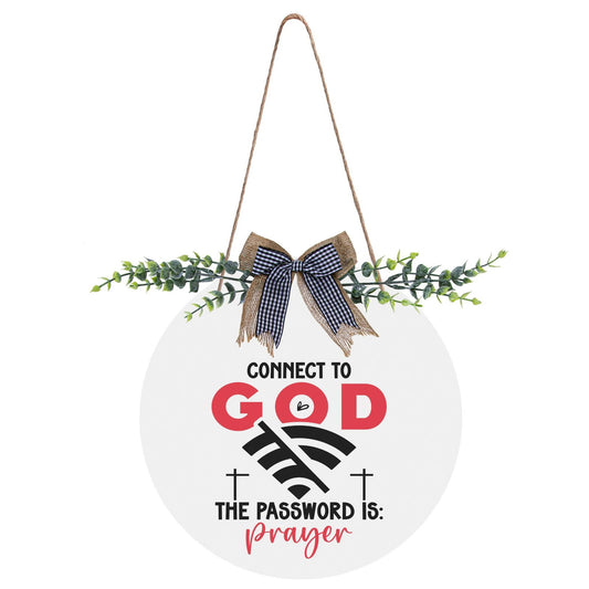 Connect To Him Round Acrylic Hanging Welcome Sign Front for Door Decoration Wall Sign - ClaimedbyGodDesigns