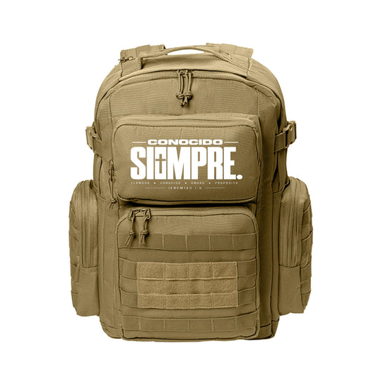 Conocido Siempre Christian Backpack Jeremías 1:5 | Spanish Faith Backpack - Claimed by God Designs