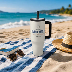 Contents: Living Water & Iced Coffee – Funny Christian 40oz Tumbler - Claimed by God Designs