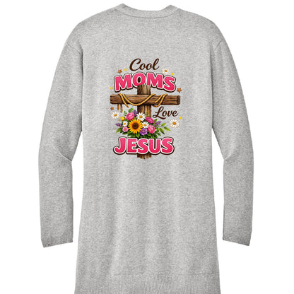 Cool Moms Love Jesus Women’s Christian Open Front Cardigan Sweater - ClaimedbyGodDesigns