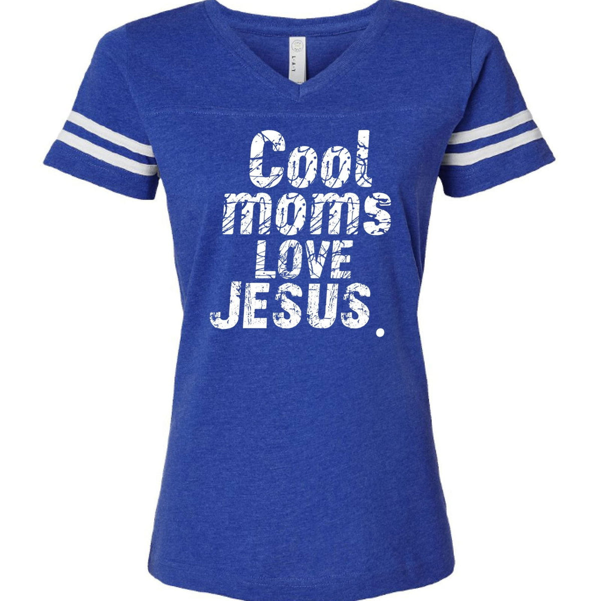 Cool Moms Love Jesus Women's Christian Football Jersey T-shirt - ClaimedbyGodDesigns