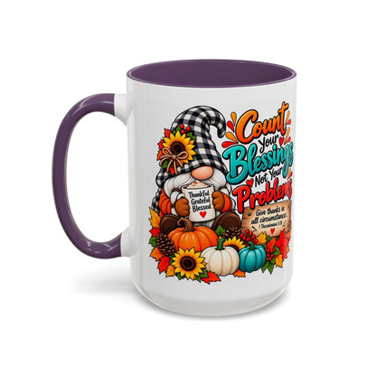 Count Your Blessings, Not Your Problems Thanksgiving Coffee Mug - Claimed by God Designs