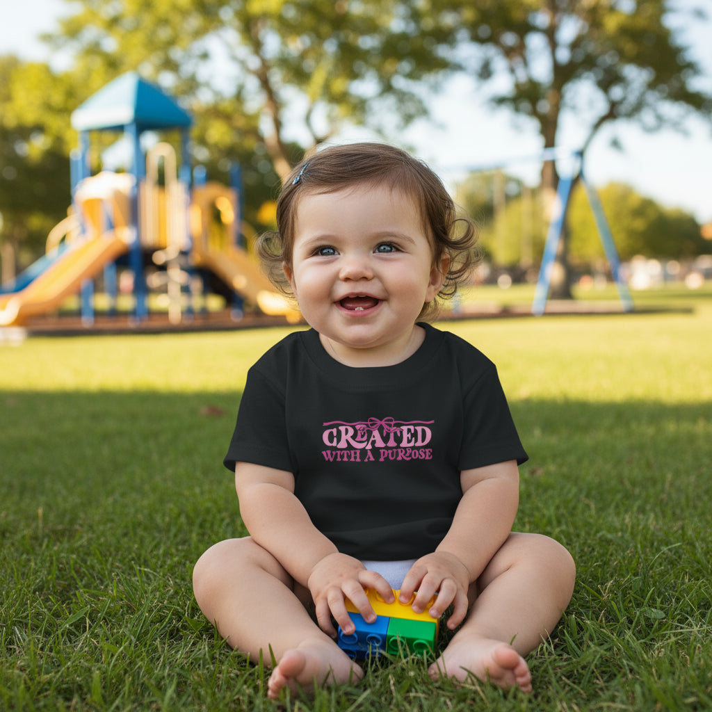 Created With A Purpose Christian Baby Crewneck T-shirt - ClaimedbyGodDesigns