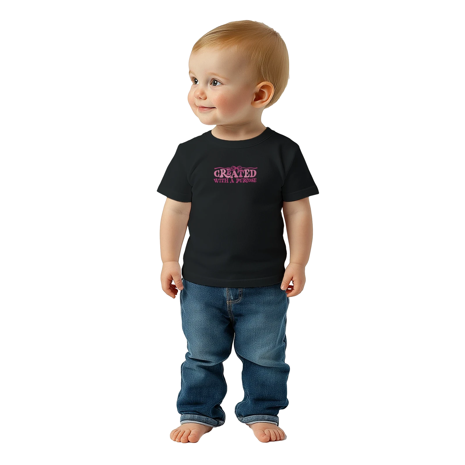 Created With A Purpose Christian Baby Crewneck T-shirt - ClaimedbyGodDesigns