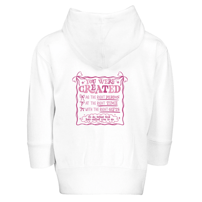 Created With A Purpose Christian Toddler Zip Fleece Hooded Sweatshirt - ClaimedbyGodDesigns