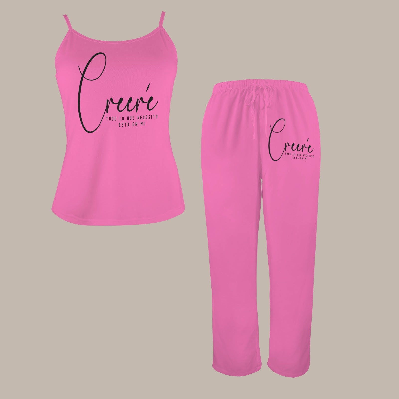Creere Todo Lo Que Necesito Esta En Mi Cami Top & Long Pants Pocket Christian Spanish Pajama Set - ClaimedbyGodDesigns