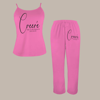 Creere Todo Lo Que Necesito Esta En Mi Cami Top & Long Pants Pocket Christian Spanish Pajama Set - ClaimedbyGodDesigns