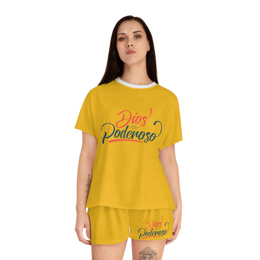 DIOS ES PODEROSO CHRISTIAN SPANISH WOMEN'S SHORT PAJAMAS SET - ClaimedbyGodDesigns