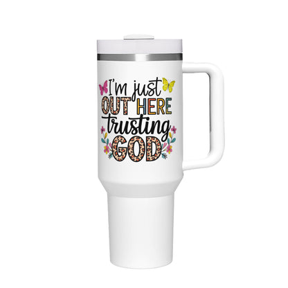 I'm Just Out Here Large Capacity Christian Tumbler with Handle(1100ml/40oz)
