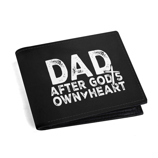 Dad After His Own Heart Christian Mens Minimalist Top-Grain Leather Wallet Paper Folded Wallet - ClaimedbyGodDesigns