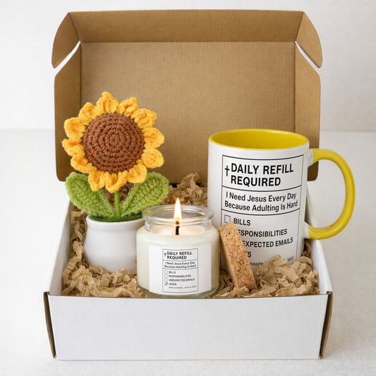 Daily Refill Of Him Required Hello Sunshine Christian Gift Set - ClaimedbyGodDesigns