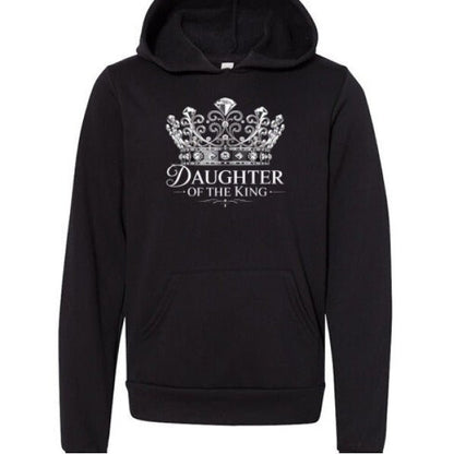 Daughter Of The King Youth Christian Fleece Pullover Hooded Sweatshirt - ClaimedbyGodDesigns