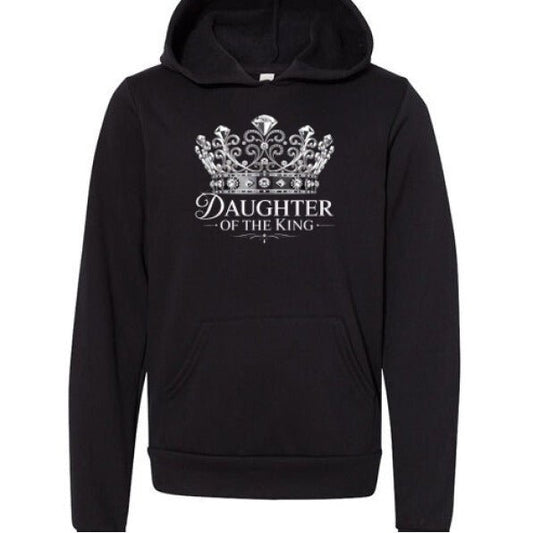 Daughter Of The King Youth Christian Fleece Pullover Hooded Sweatshirt - ClaimedbyGodDesigns