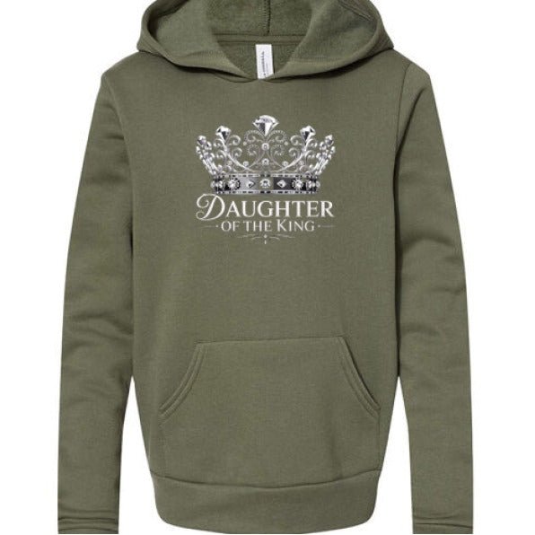 Daughter Of The King Youth Christian Fleece Pullover Hooded Sweatshirt - ClaimedbyGodDesigns