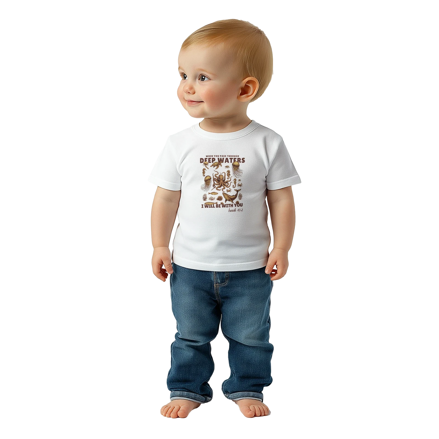 Deep Waters Christian Baby Crewneck T-shirt - ClaimedbyGodDesigns